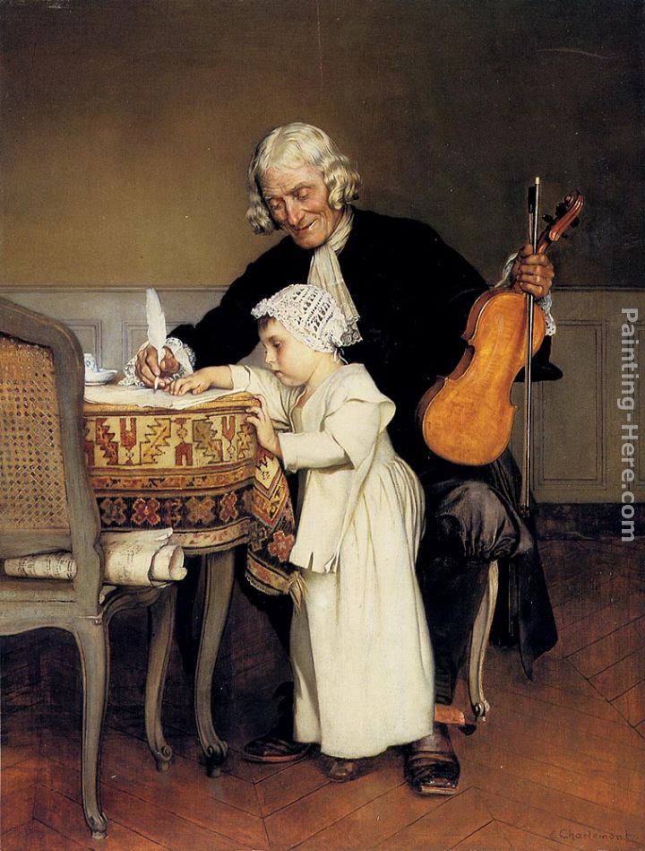 The Music Lesson painting - Eduard Charlemont The Music Lesson art painting